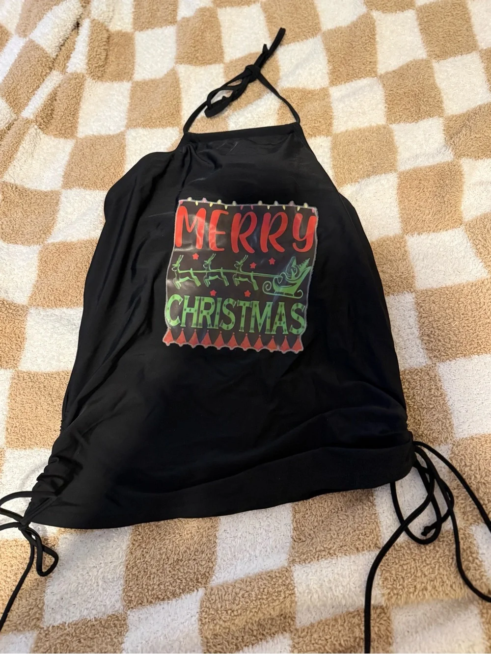 Merry Christmas Black Holiday Apron